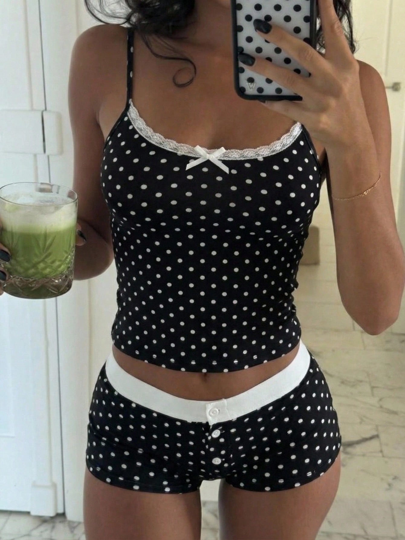 Knitted Vest Women - Comfortable casual spice girl suit, polka-dot
