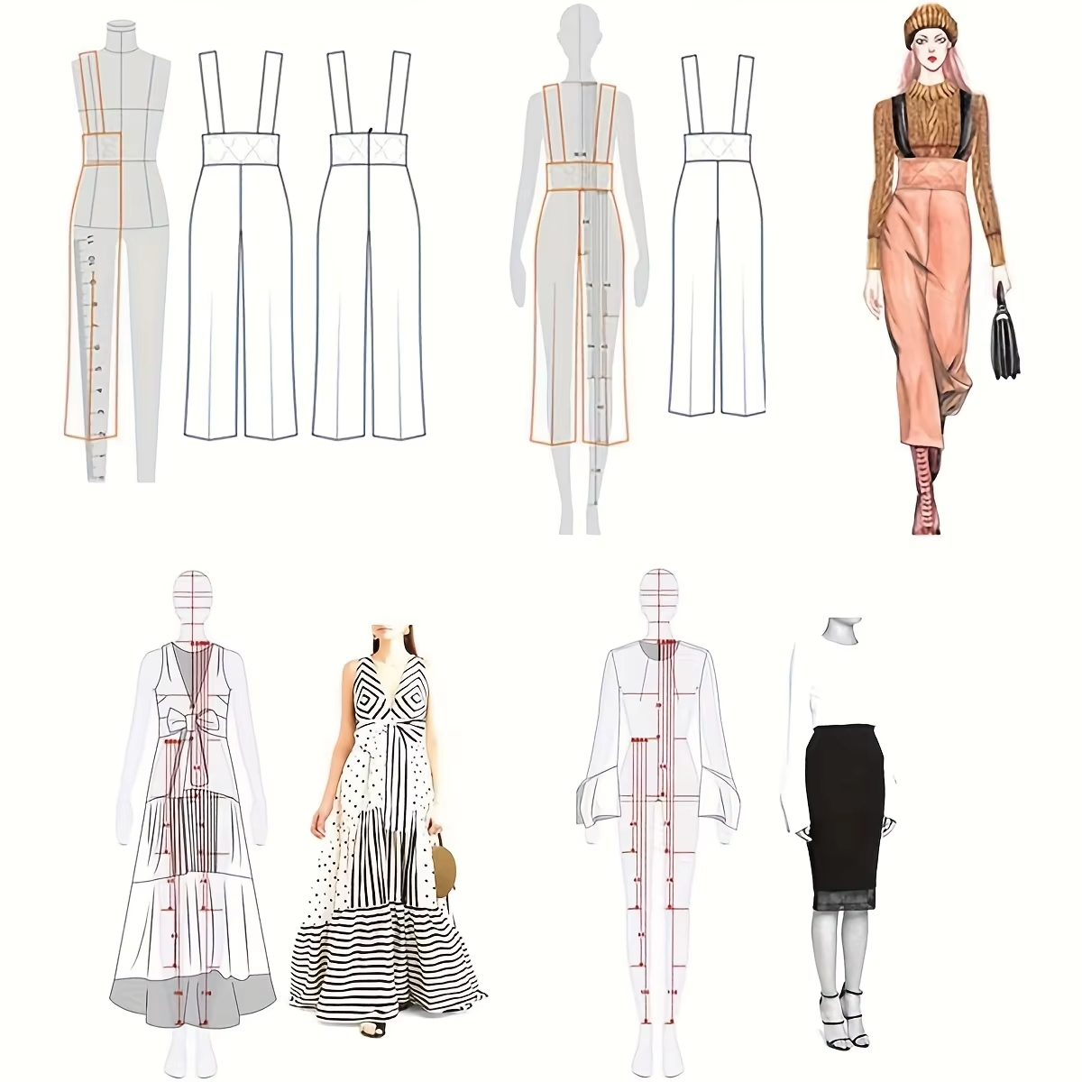 1 Set Women Fashion Drawing Ru - Women Fashion Figure Template 评论和价格