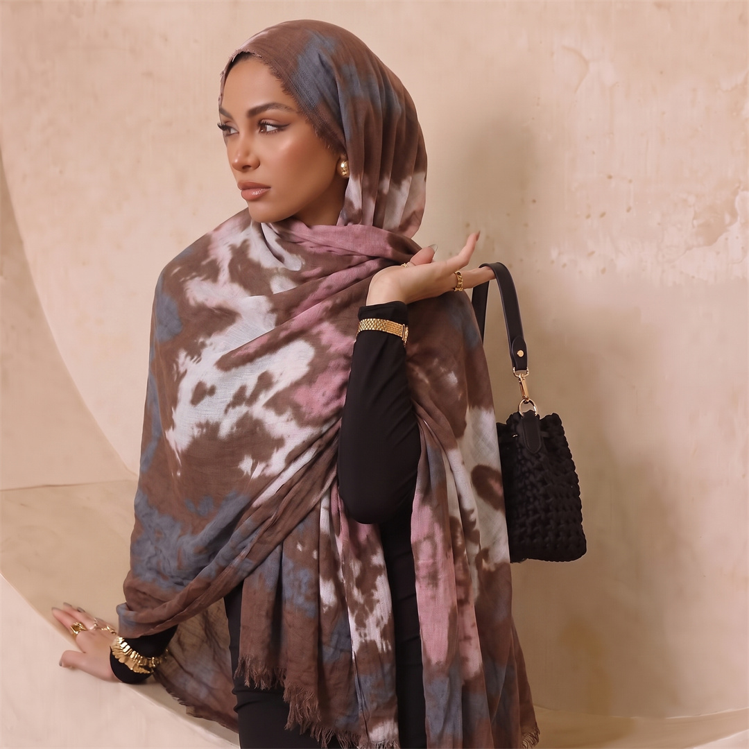 Boho Tie Dye Print Rayon Hijab - Women'S Fashion Headbands 评论和价格