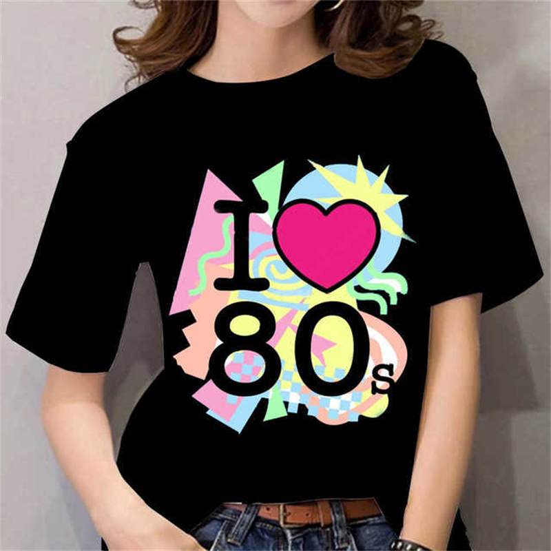 80s Womens T Shirt Femal Black - Women Fashion 80S 评论和价格