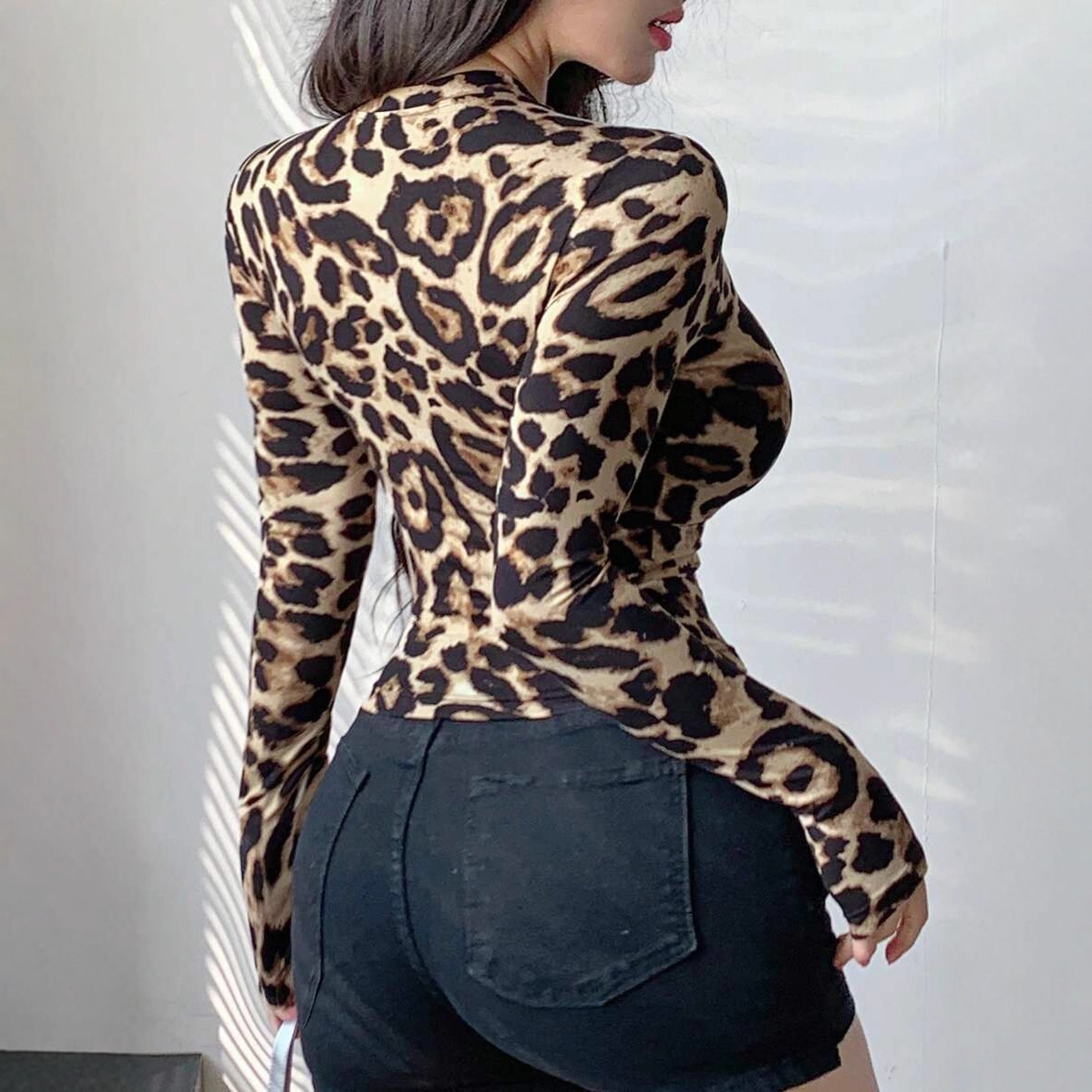 Women Leopard Print Zip Up Lon - Women'S Fashion Jackets 评论和价格